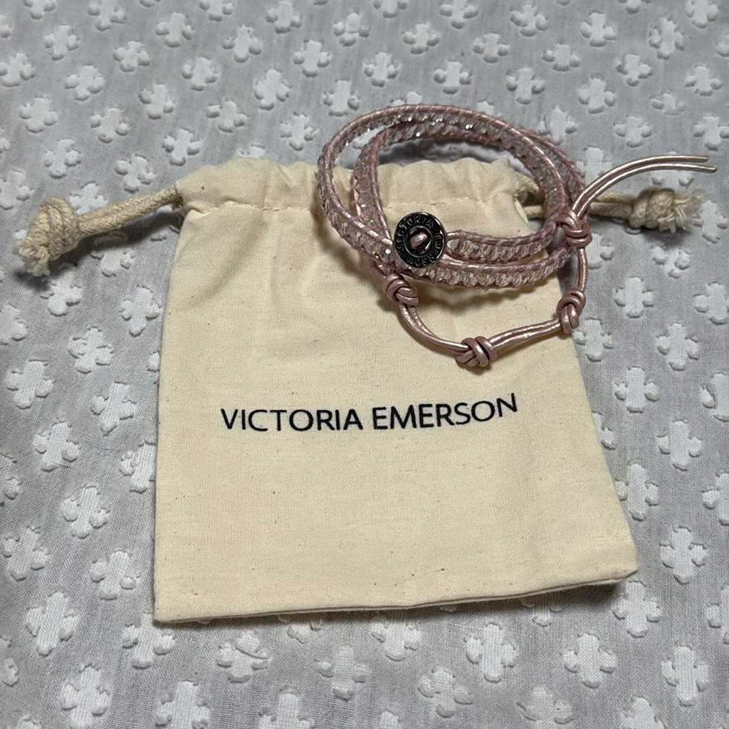 Victoria Emerson Wrap Bracelet Pink Leather 20$
